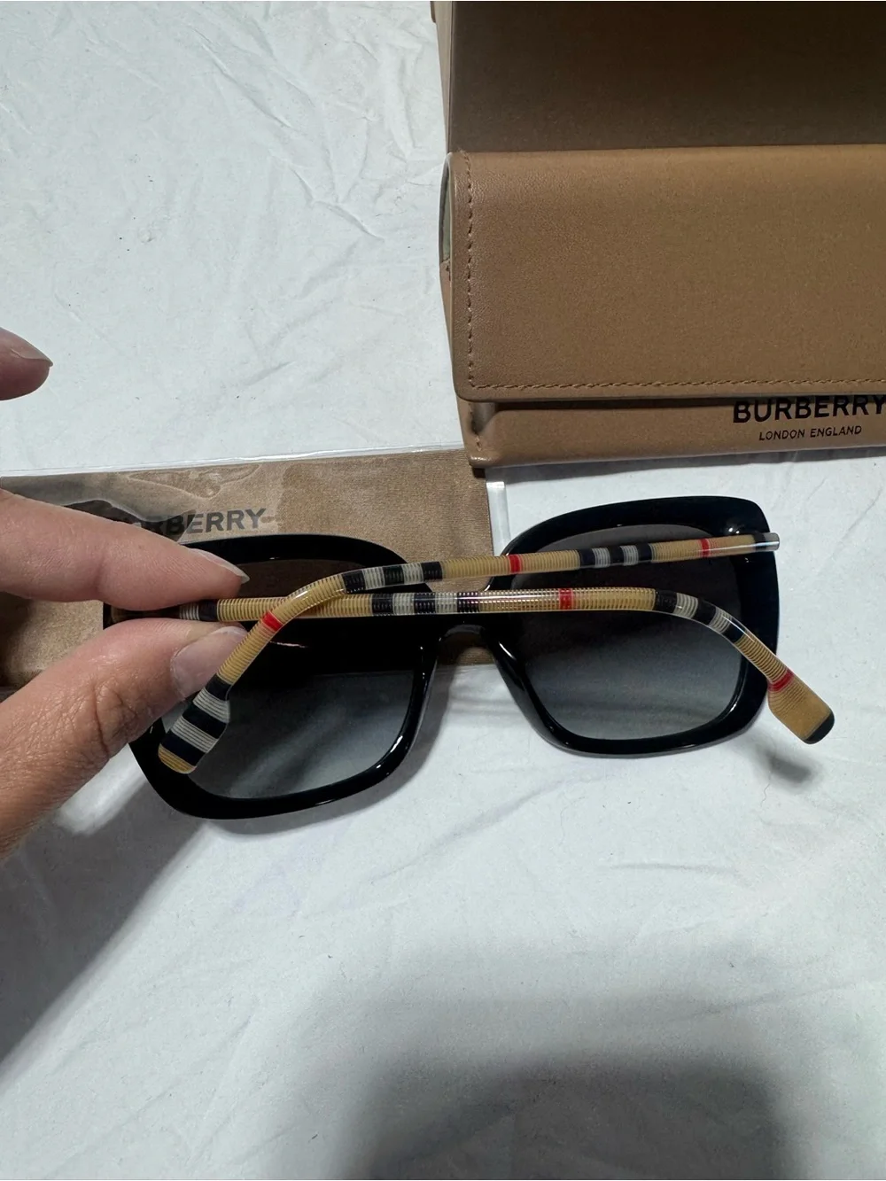 Burberry Black Sunglasses with Signature Check Temples